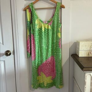 Lilly Pulitzer Silk Cotton Blend Sleeveless Strawberry Print Mini Dress Small